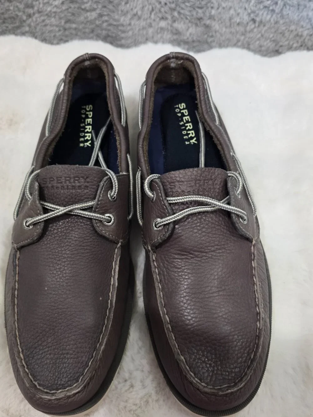 Sperry Top-Sider Leeward 2-Eye Salt Wash Grey Leather Mens Boat Shoe Size 13 NEW